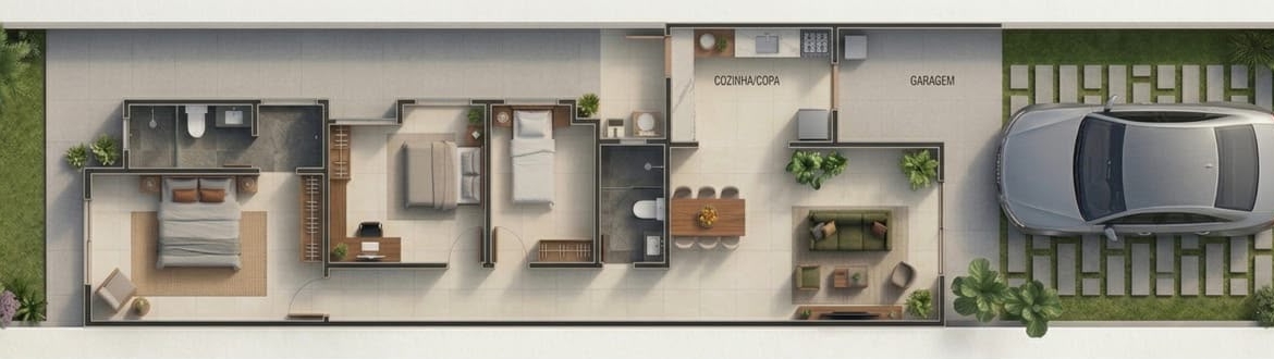 Casa Plana – Eusébio – 3 quartos (sendo 2 suítes) – Aquiraz